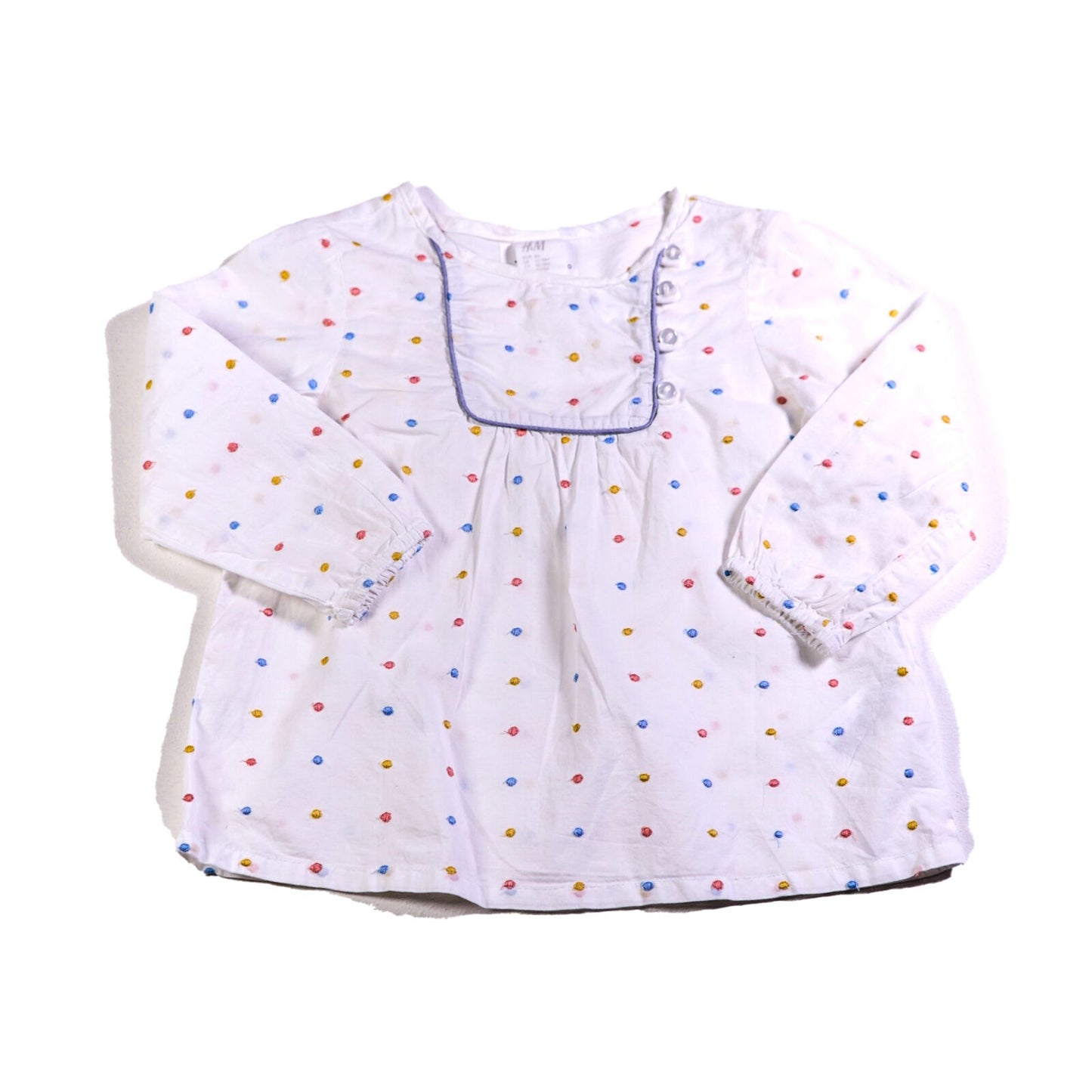 Cotton top with embroided spots and button front