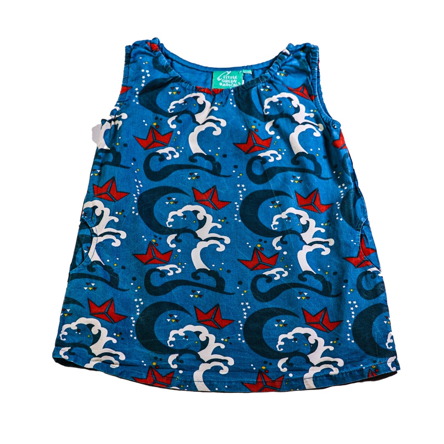 Organic cotton sundress with abstract print (slightly faded)