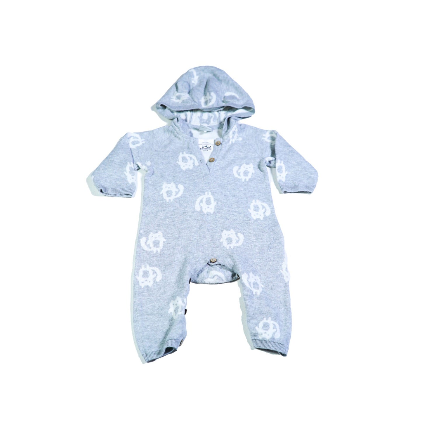 Cotton knitted fox pattern pram-suit