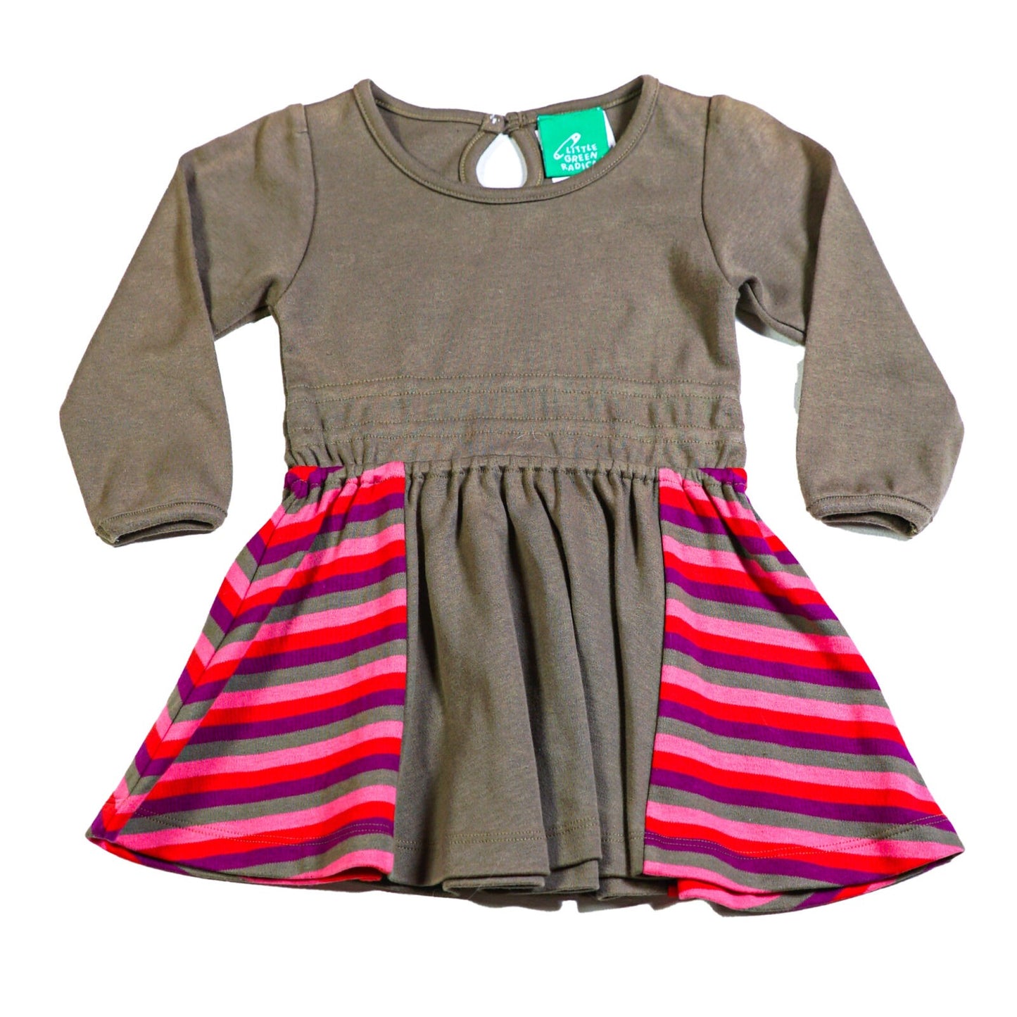 Organic cotton dress with contrast side skirt pannels