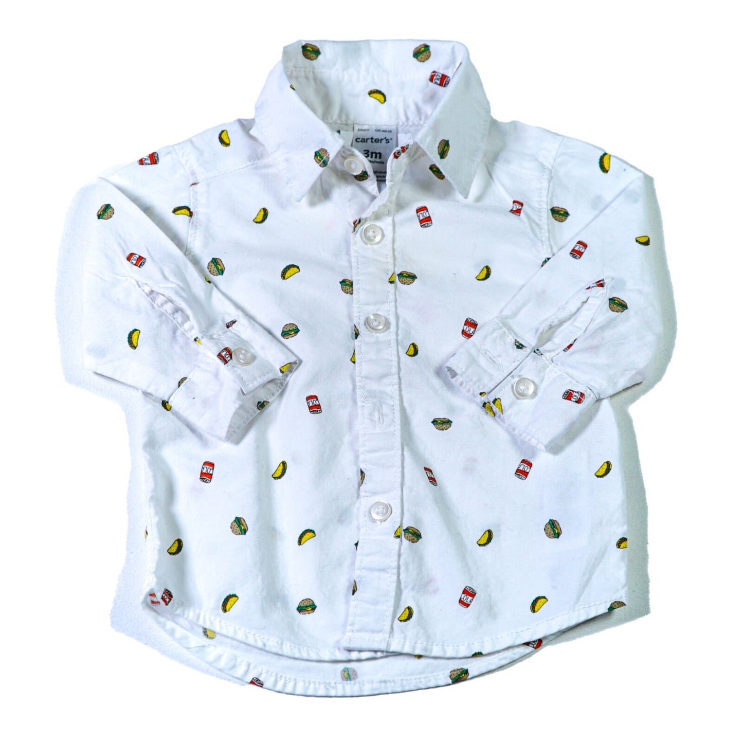Cotton fast food print shirt with long sleeves