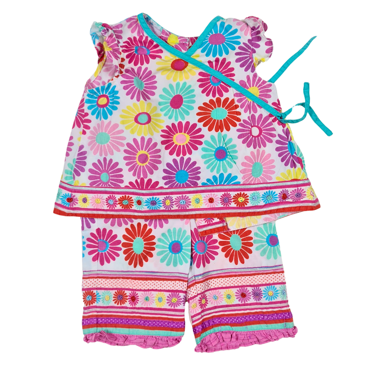 Cotton flower print 2 piece sun suit with trousers