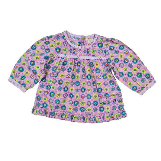 Cotton flower print top with long sleeves