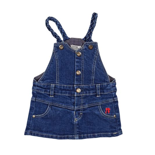 Denim Button Front Pinafore Dress