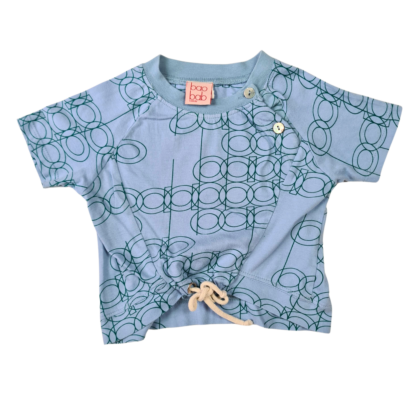 Geometric Pattern T-Shirt with Drawstring