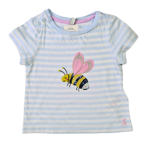 Striped T-Shirt with Sequin Bee Applique