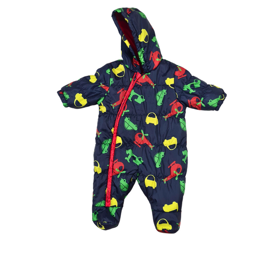 Fleece Lined Waterproof Pram Suit with Vehicle Print