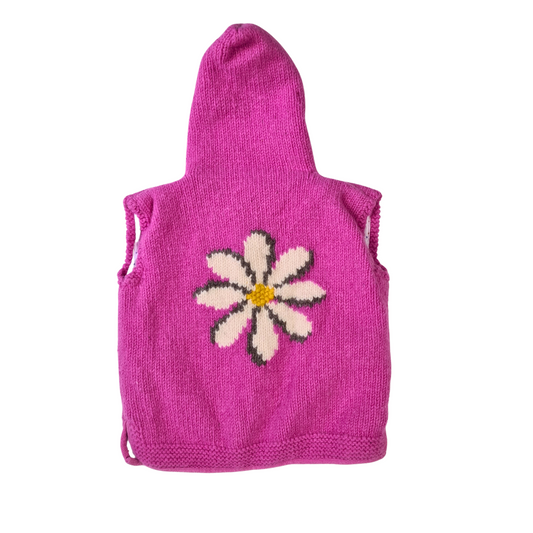 Knit Hooded Gilet with daisy design