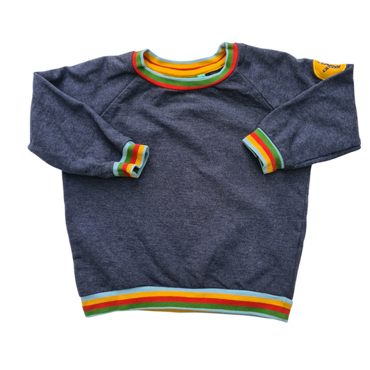 Navy Sweatshirt with Rainbow Trim