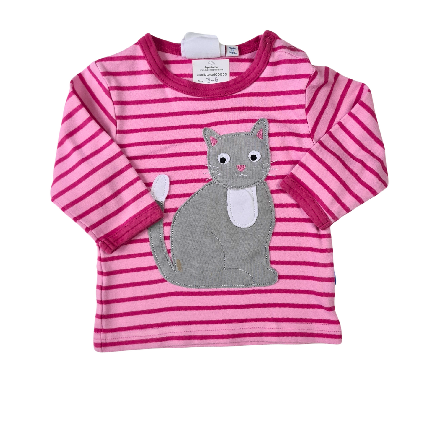 Striped Applique Cat Tee