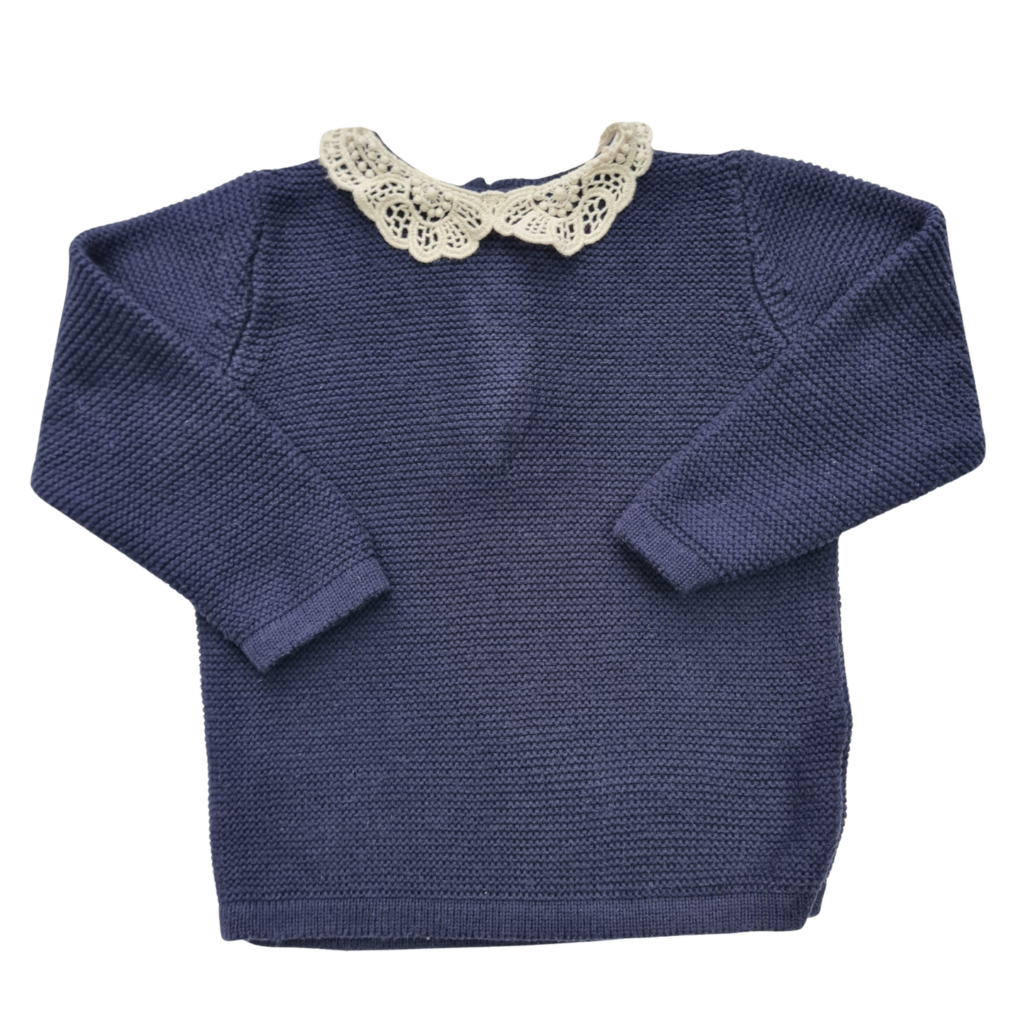 Knit Jumper with Lace Collar