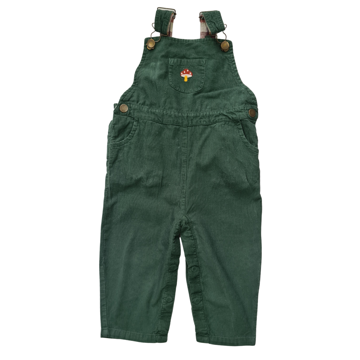 Corduroy Dungarees with Mushroom Embroidery