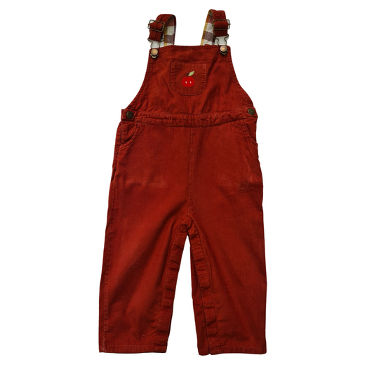 Burnt Orange Dungarees with Apple Applique