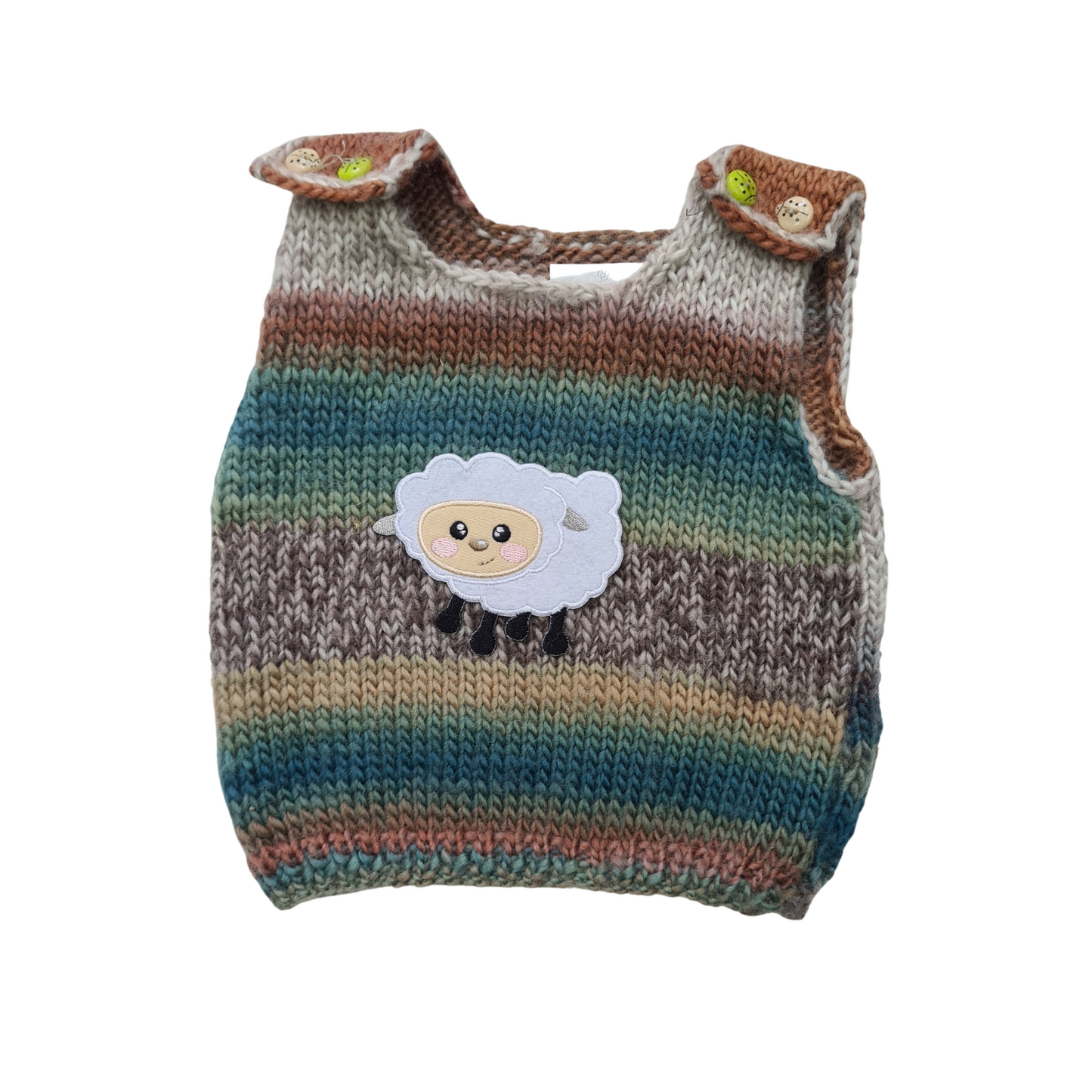 Hand Knit Sweater Vest with Sheep Patch