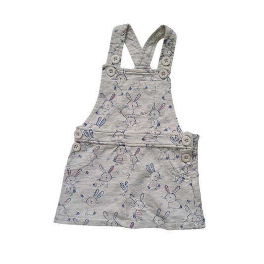 Bunny Print Pinafore Dress