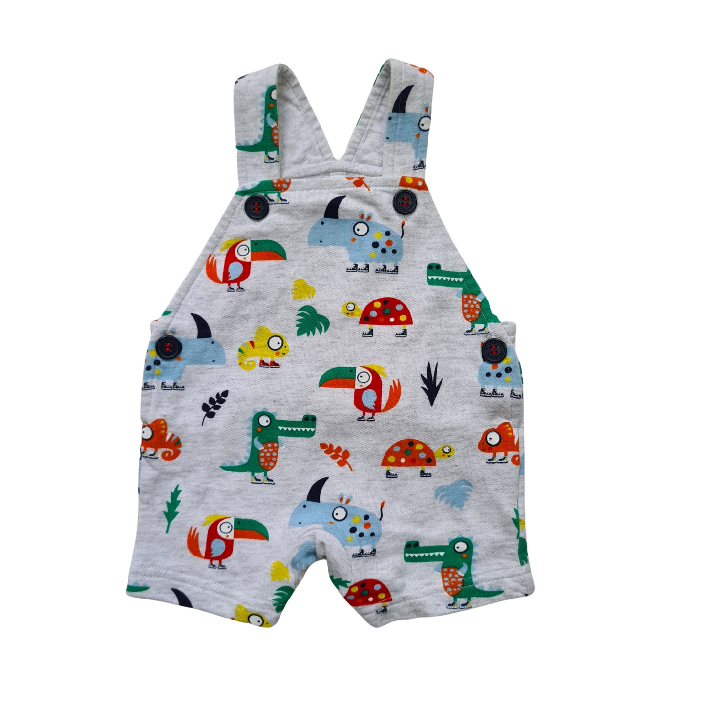 Tropical Animal Print Short Dungarees