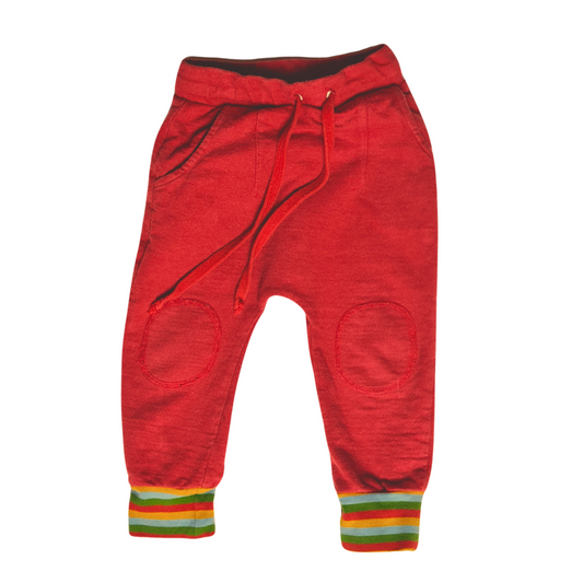 Red Joggers with Rainbow Cuffs