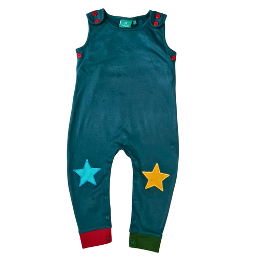 Dungaree Romper with Star Patches