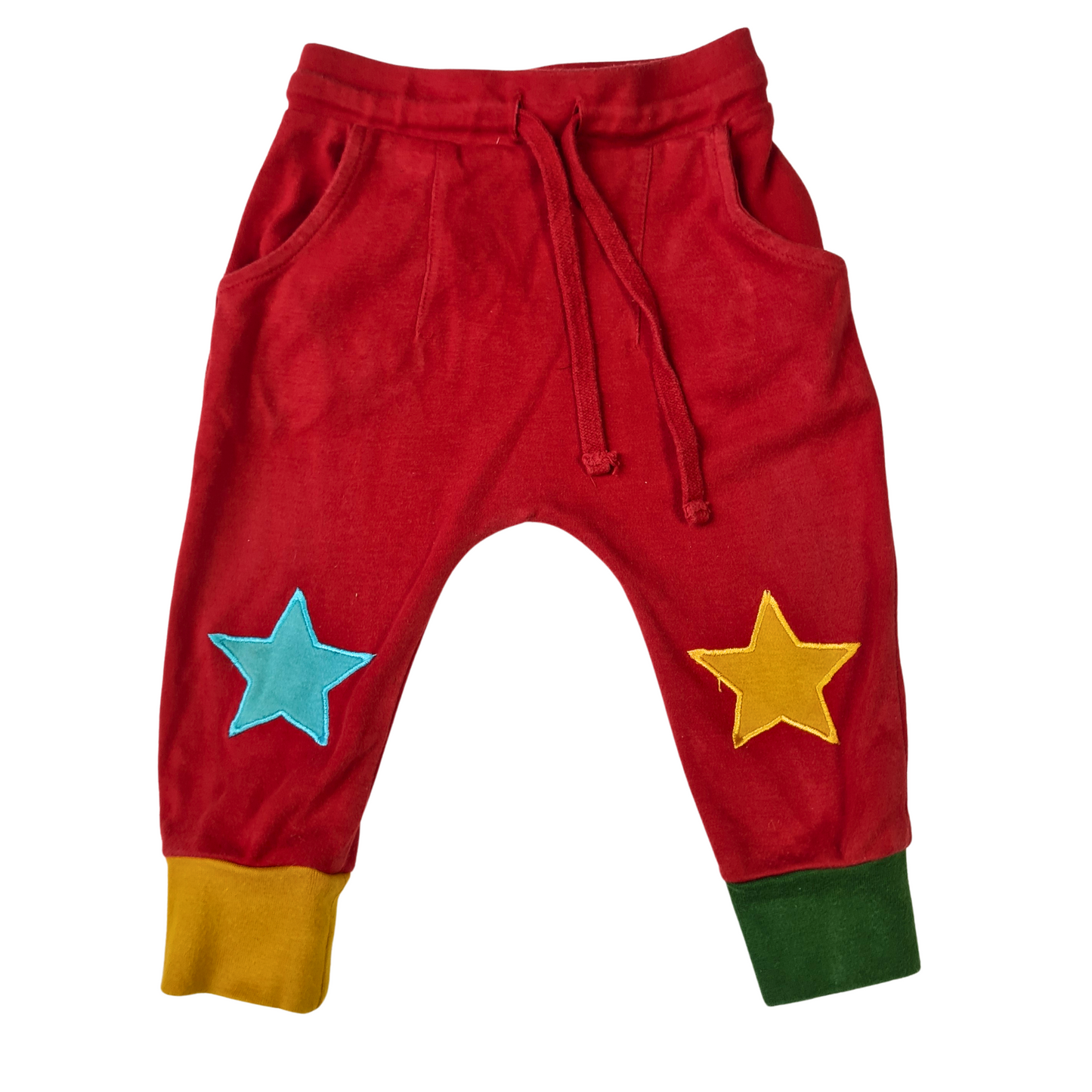 Red Joggers with Star Knees