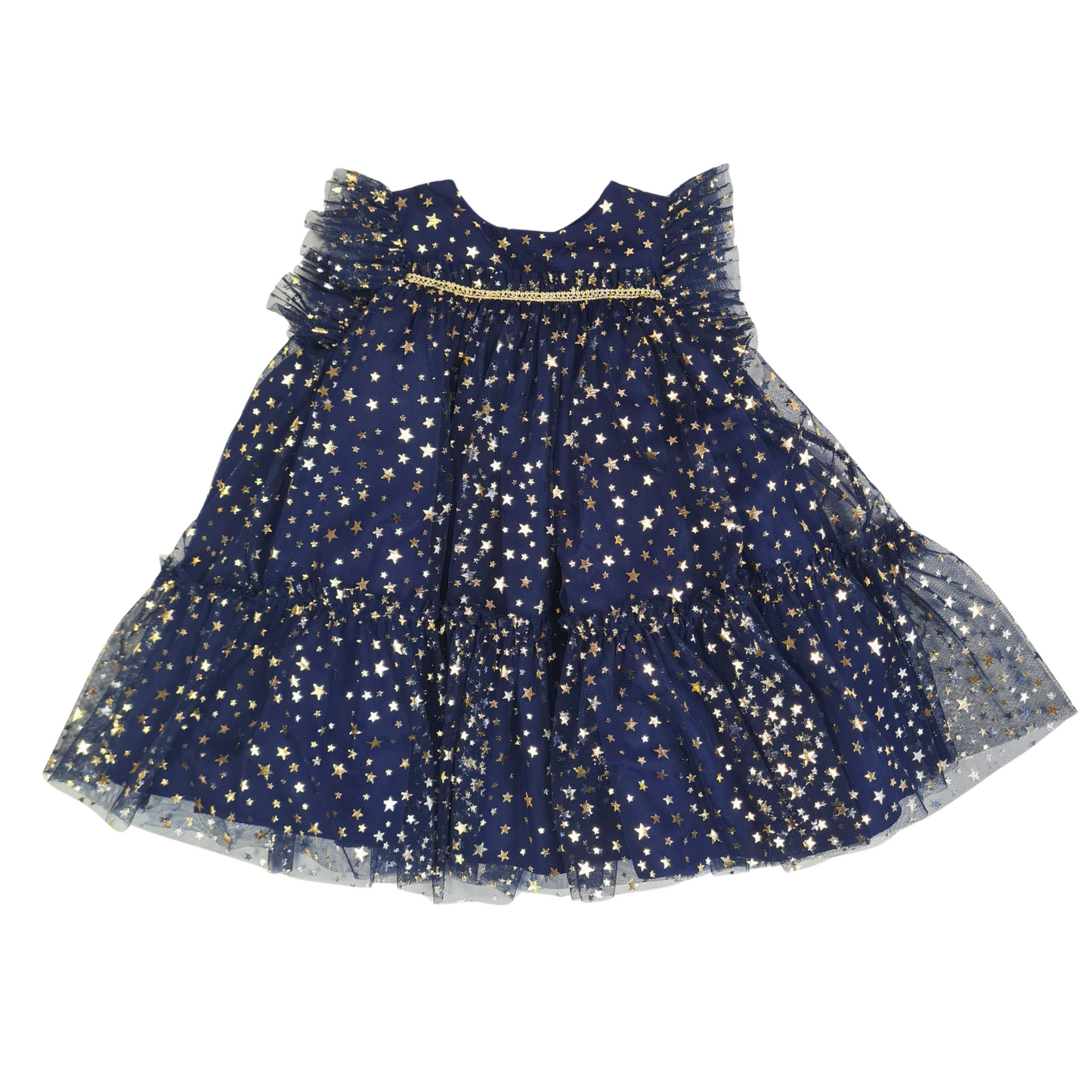 Layered Party Dress with Stars and Ruffles.