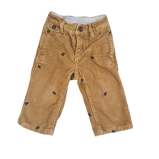 Chunky Corduroy Trousers with Bear Embroidery