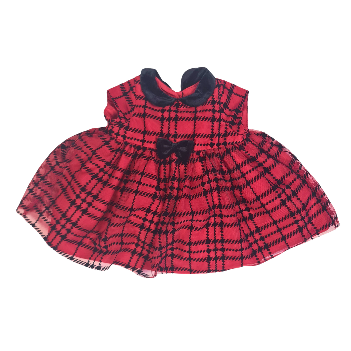 Red Check Collared Party Dress