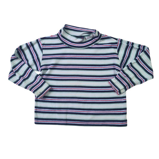 Striped long sleeve polo neck t-shirt.