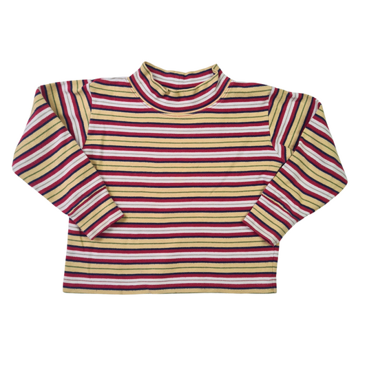 Striped Long Sleeve T-Shirt with Polo Neck