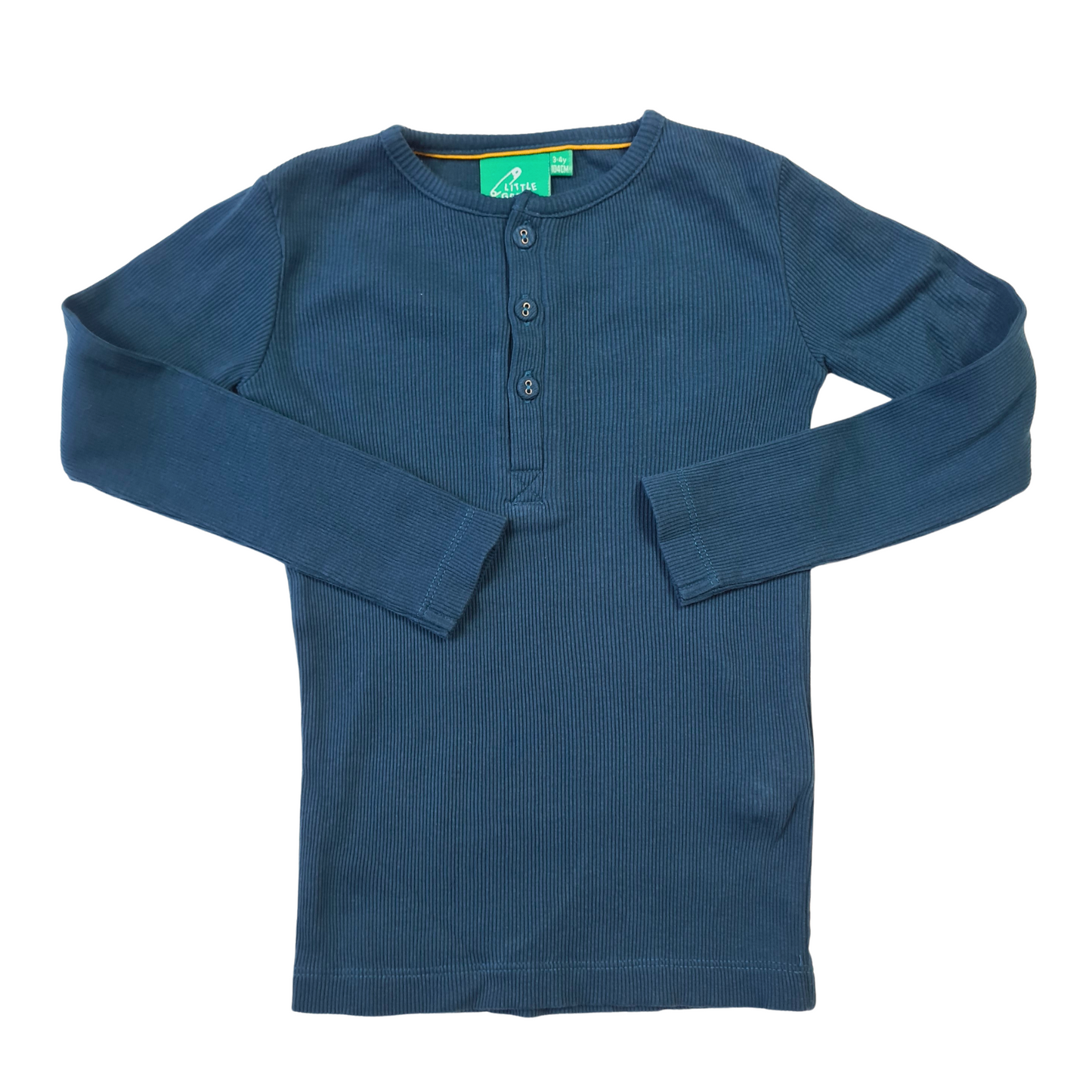 Blue Long Sleeved Ribbed T-Shirt