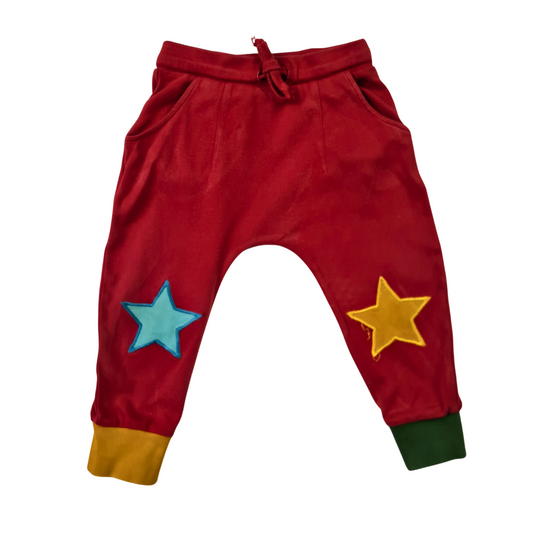 Red Joggers with Star Knees