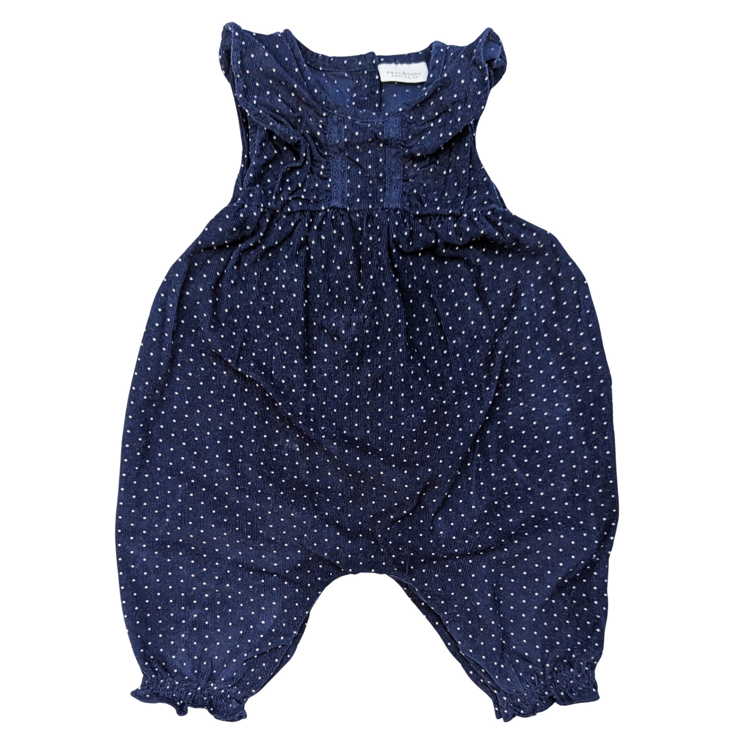 Corduroy navy polka dot jumpsuit