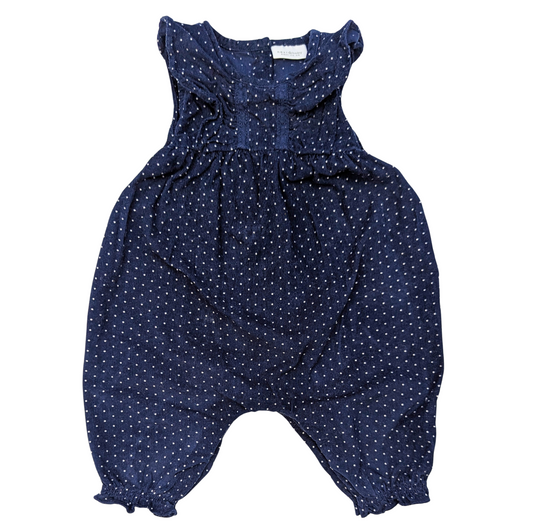 Corduroy navy polka dot jumpsuit