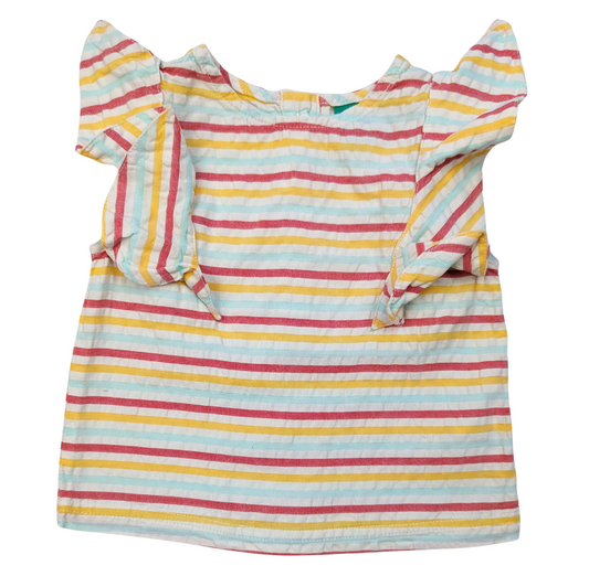 Striped buttoned frill top