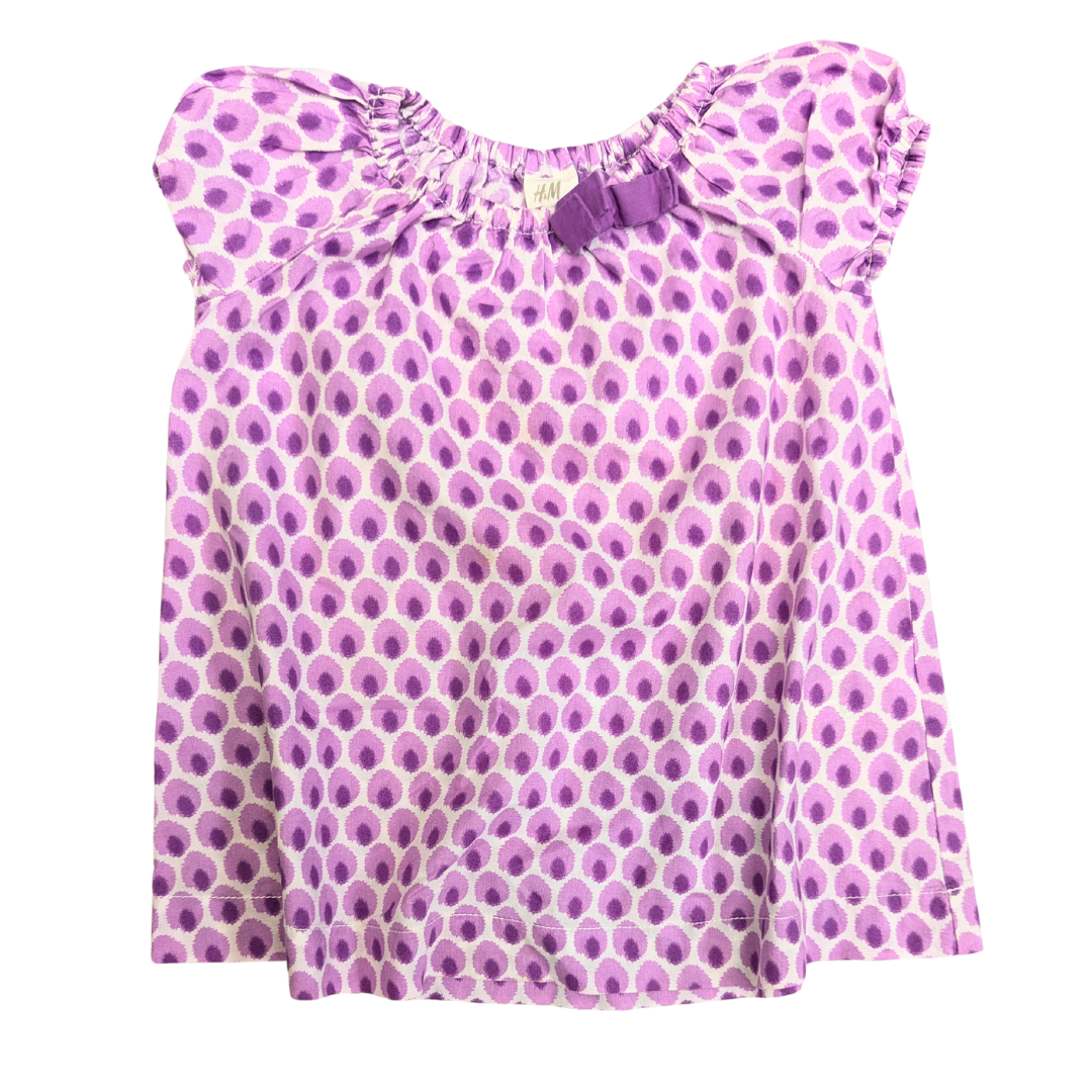 Summer purple pattern dress with ribbon