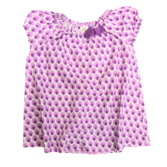 Summer purple pattern dress with ribbon