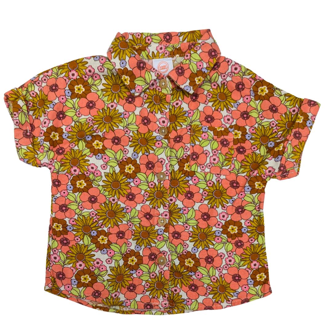 Vintage Vibe Flower Power Button Shirt