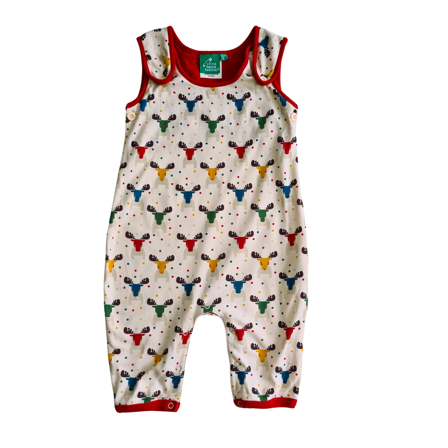 Moose Print Dungaree Romper