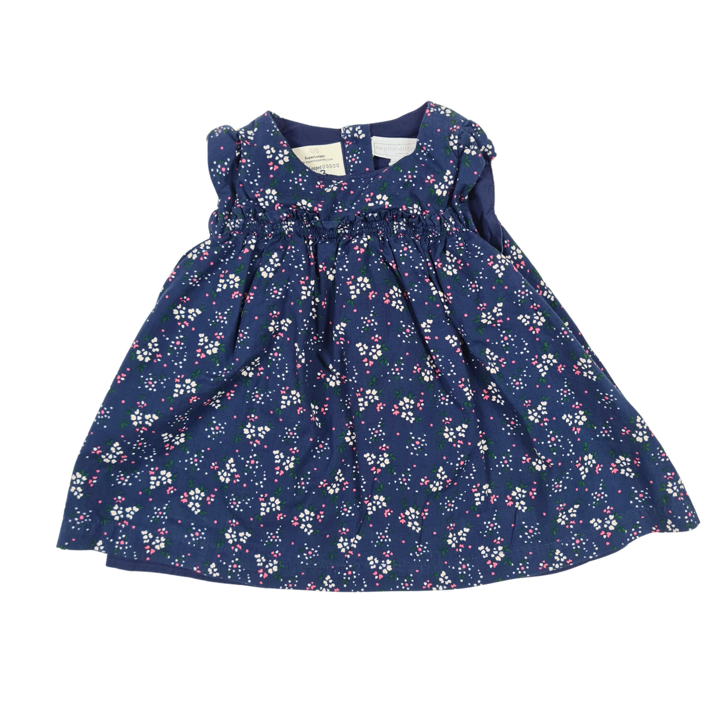 Cotton flower print smocked dress