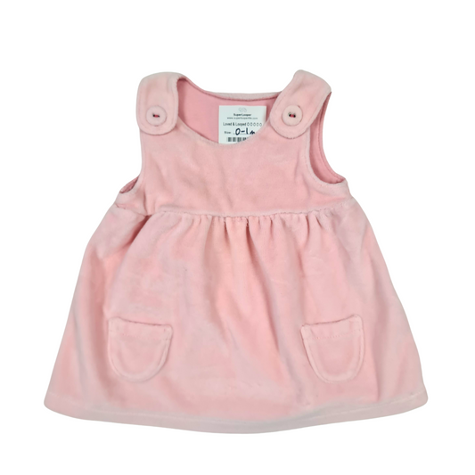 Velour pinafore dress with buttons at shoulder