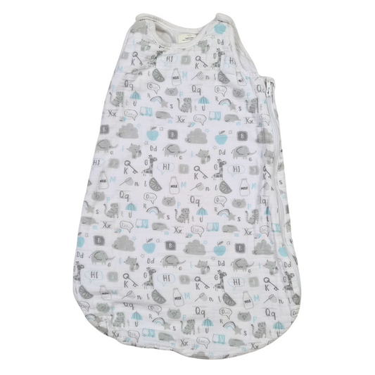 Cotton animal and alphabet print sleepbag, cotton lining