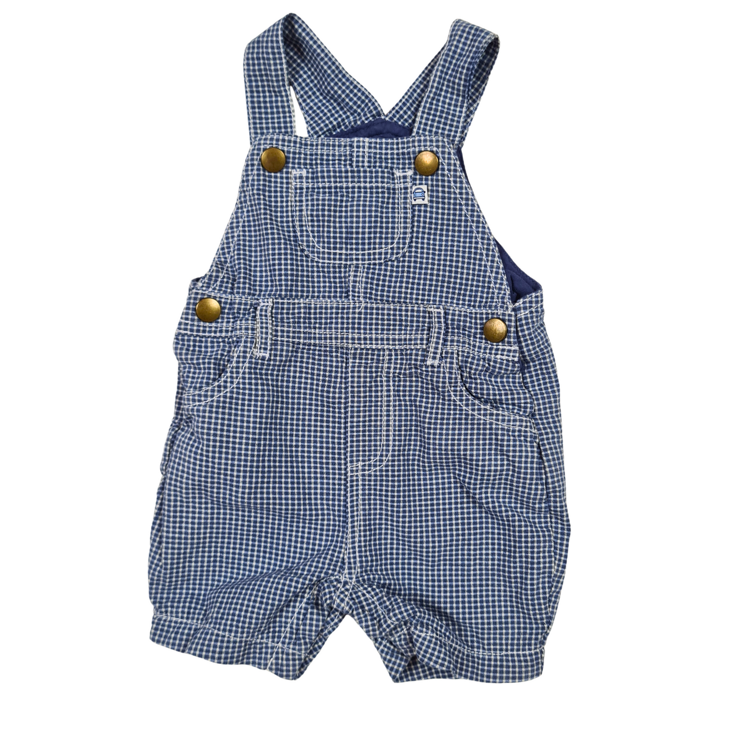 Cotton checked shorts dungarees