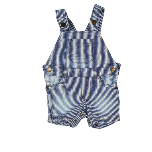 Cotton striped denim dungaree shorts