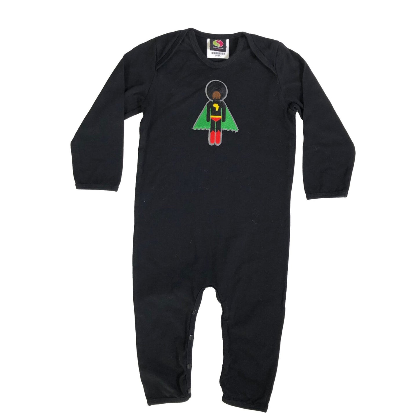 Organic cotton Afro Superhero appliqué babygrow