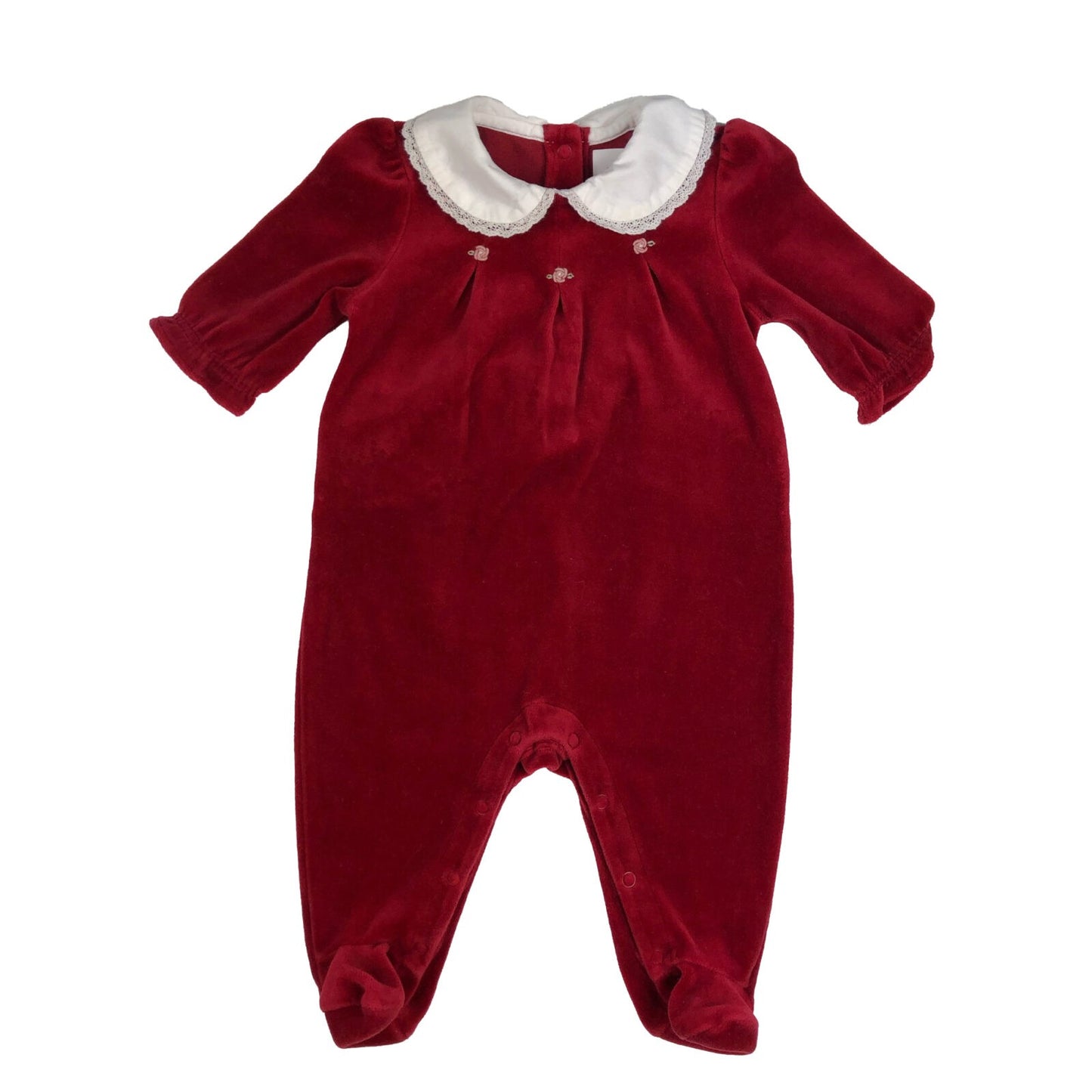 Velour sleepsuit with Peter Pan collar