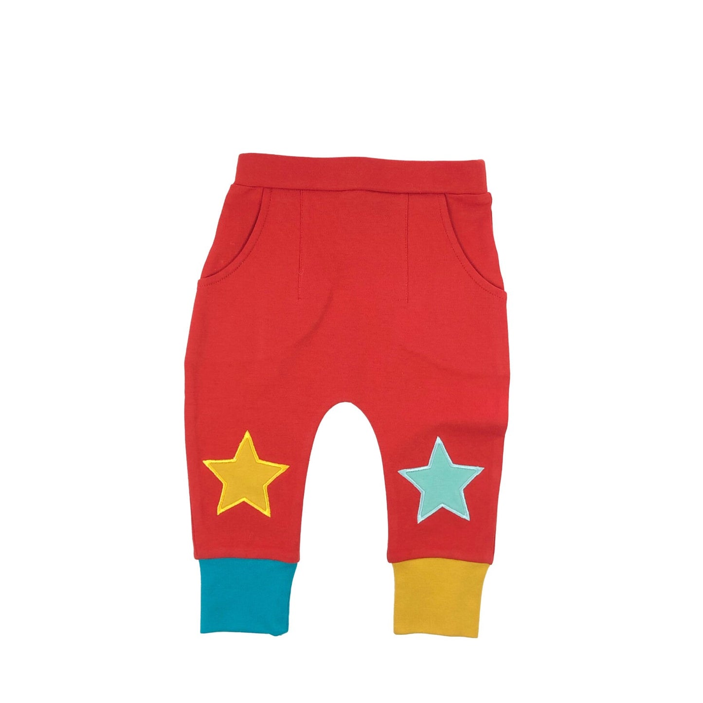 Organic cotton joggers with contrast star knee patch