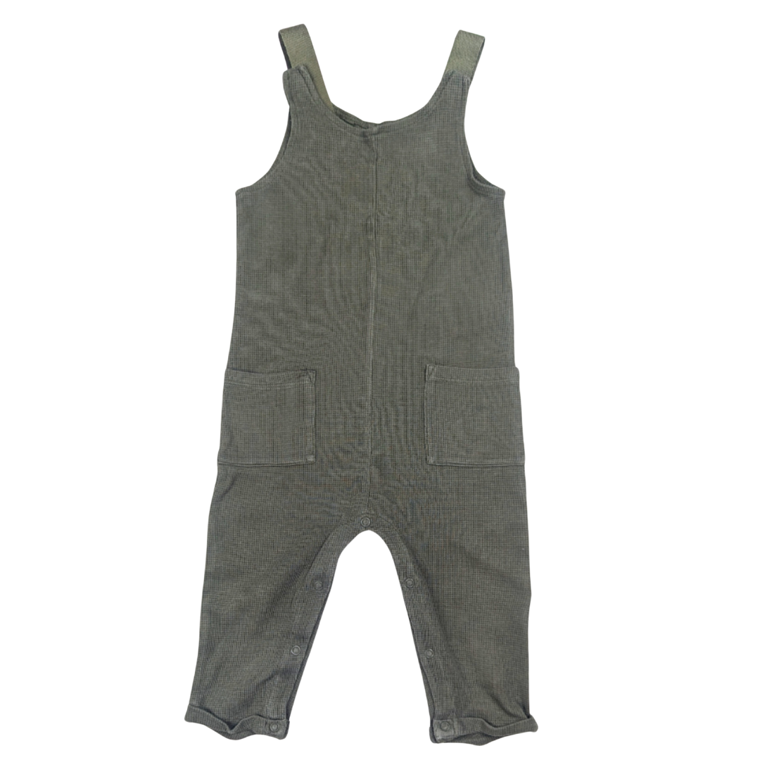 Green Textured Cotton Dungarees