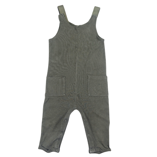 Green Textured Cotton Dungarees