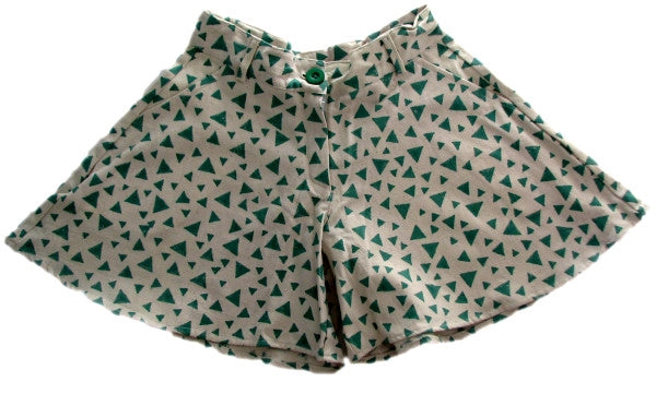 Denim blockprint shorts with Green Sparks | Share & Earn