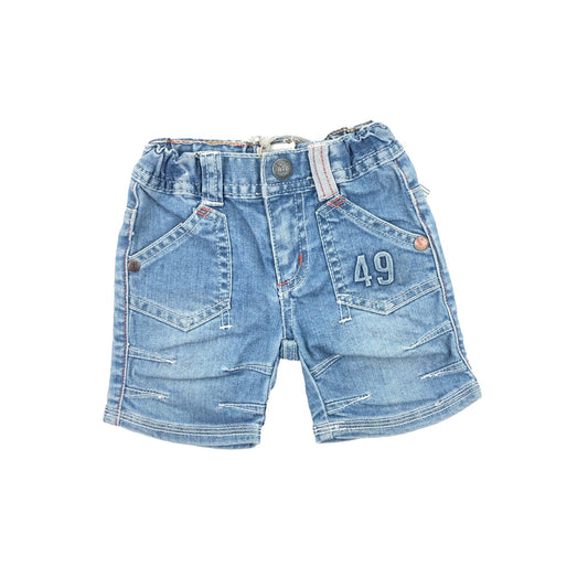 Detailed sporty denim shorts with adjustable waist