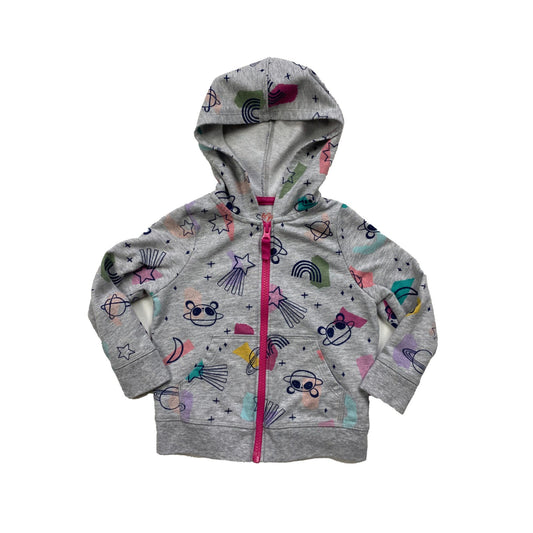 Cotton hoodie jacket with aliens print